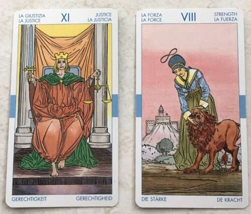 Strength and Justice tarot